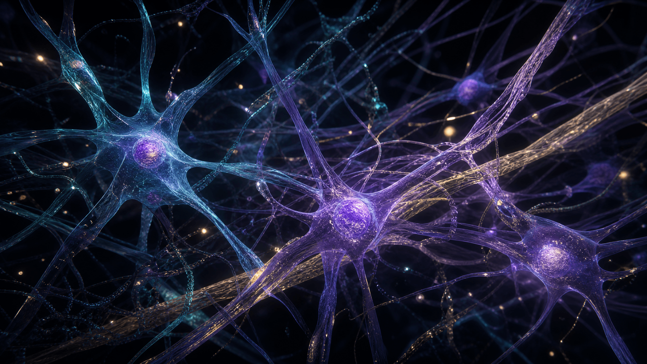 Abstract scientific illustration of connective tissue and extracellular matrix networks, for educational reference